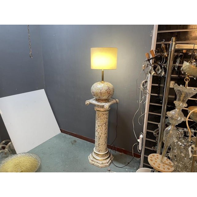 Italian Ceramic Pillar Pedestal with Table Lamp, 1980s For Sale - Image 10 of 18