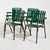 Metal garden armchair with wooden lath seat and backrest. With several surface scratches, paint wear and rust on the metal...
