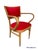 Chic Mid-Century vintage bentwood armchair, newly upholstered. The curved arms, tapered legs. And brass-capped feet...