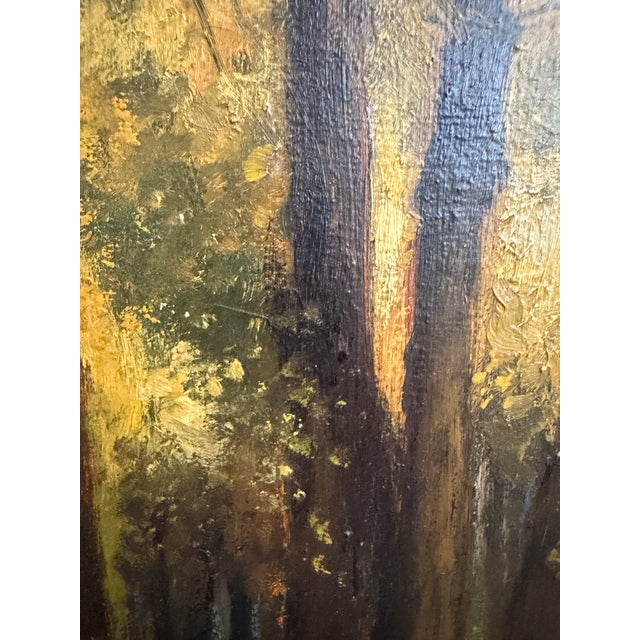 Antique European Original Oil Painting on Canvas, Summer Forest Landscape Framed For Sale - Image 4 of 9