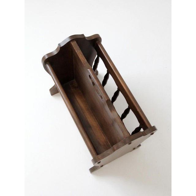 Mid-Century Colonial Style Wood Magazine Rack For Sale - Image 10 of 11