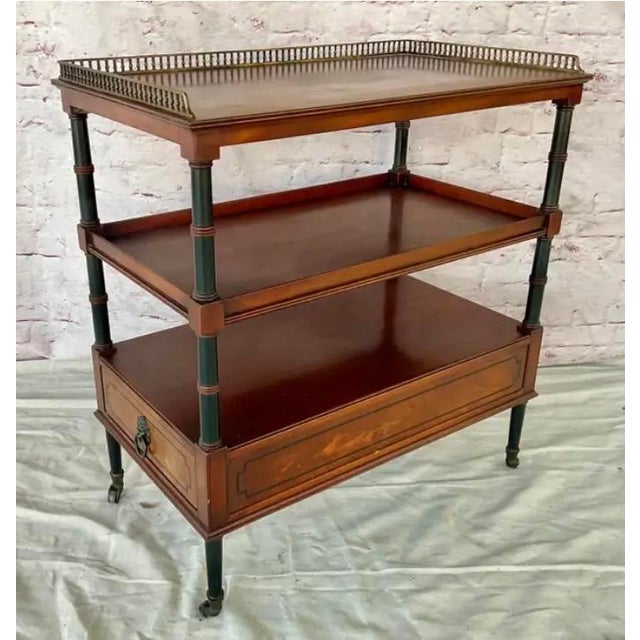 Beacon Hill Mahogany Etagere Side Table With Brass Gallery For Sale - Image 12 of 13