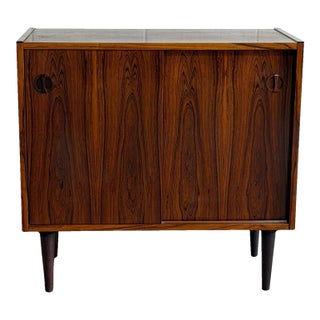 Vintage Danish Mid Century Rosewood Cabinet Credenza on Tapered Legs For Sale