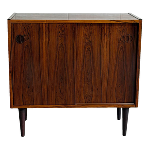 Vintage Danish Mid Century Rosewood Cabinet Credenza on Tapered Legs