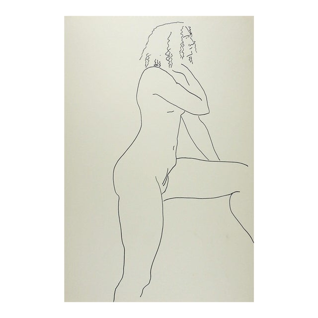 Vintage Pen & Ink Female Nude Drawing Study For Sale
