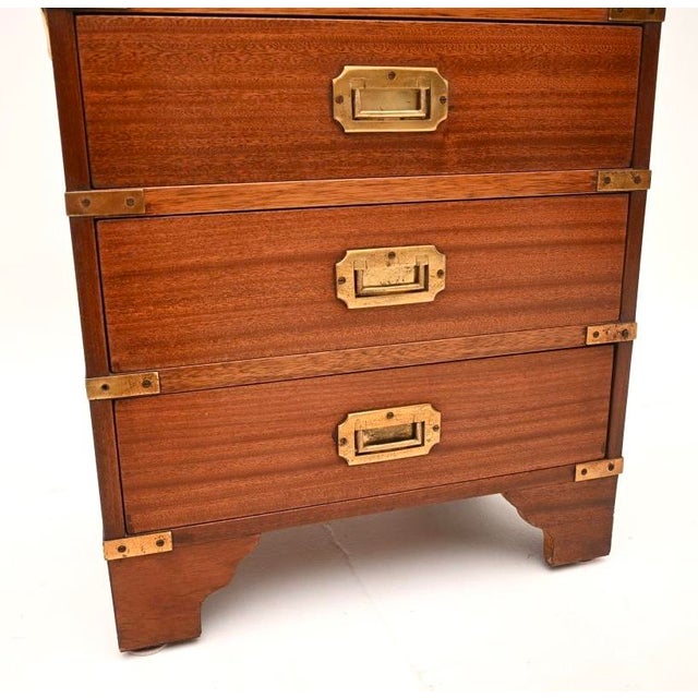 Wood Antique Military Campaign Style Chest of Drawers, 1930 For Sale - Image 7 of 8