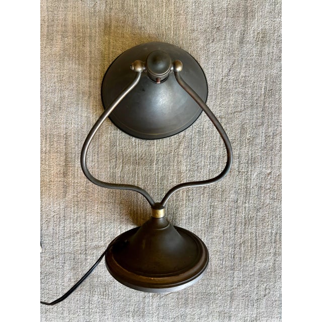 Antique Bradley and Hubbard Style Art Nouveau Brass Desk Lamp Harp Bell Handel Era For Sale - Image 9 of 11