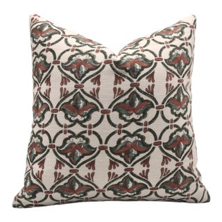 Fabdivine Handmade Block Printed Cushion Cover 14x20 Inch Off-White Linen-Hridyavan For Sale