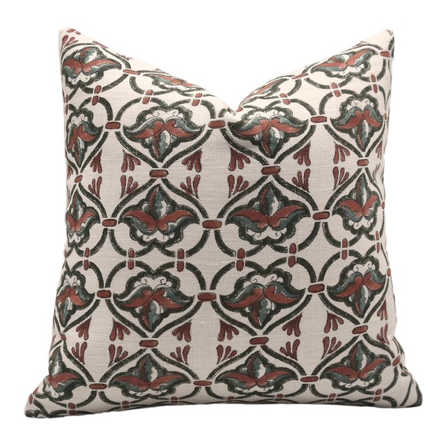 Fabdivine Handmade Block Printed Cushion Cover 14x20 Inch Off-White Linen-Hridyavan For Sale