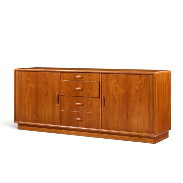 Mid-Century Modern Dyrlund Mid Century Danish Teak Tambour Door Lowboy Dresser For Sale - Image 3 of 11