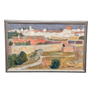 Einar Rosen, View of the City, 1950s, Oil on Panel, Framed For Sale
