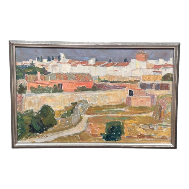 Einar Rosen, View of the City, 1950s, Oil on Panel, Framed For Sale