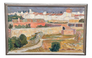 Einar Rosen, View of the City, 1950s, Oil on Panel, Framed