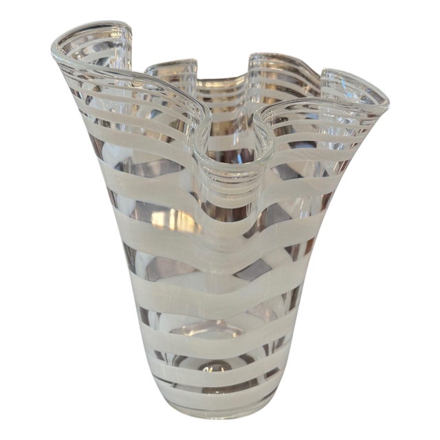 Mid-Century Italian Murano Glass Handkerchief Vase, Circa 1960's. For Sale