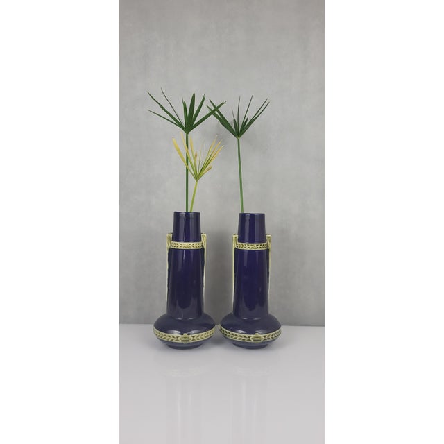 Ceramic Art Nouveau Earthenware Vases by Gustave De Bruyn, 1890s, Set of 2 For Sale - Image 7 of 8