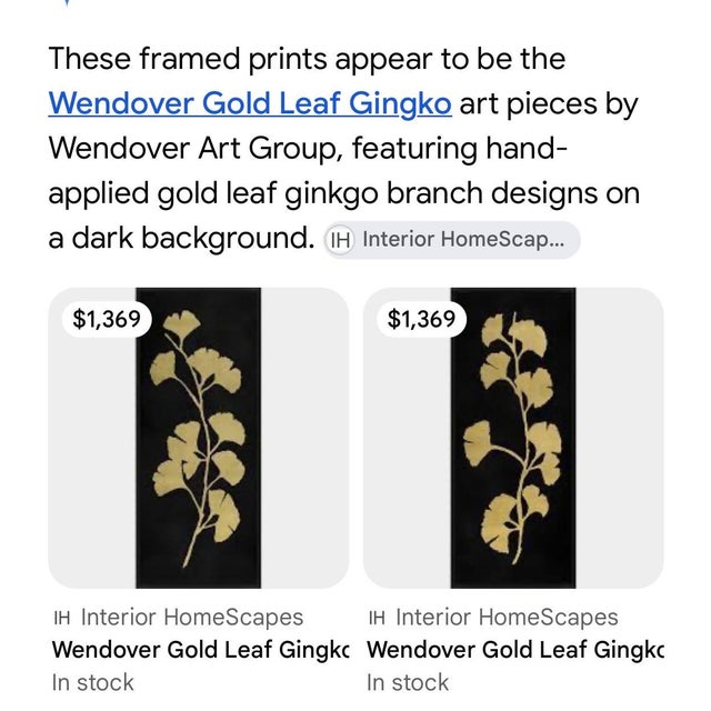 Pair of Gold Leaf Ginkos (I & Ii) by Wendover Art Group For Sale - Image 4 of 6