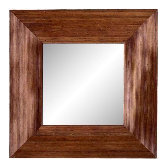 Vintage Monumental Pencil Reed Mirror For Sale