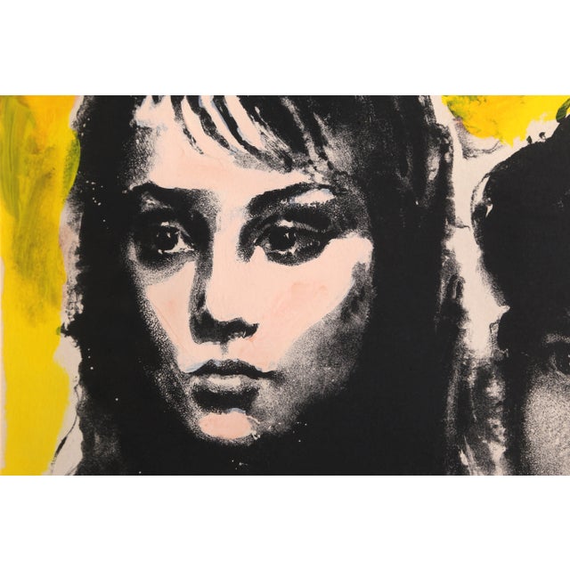 Artist: Sandu Liberman, Romanian/Israeli (1923 - 1977) Title: Brother and Sister Year: Circa 1970 Medium: Hand-colored...