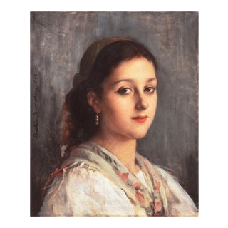 'Young Woman With a Gold Earring' by Christine Sundberg, 1888; Woman Artist, Louvre, Royal Academy For Sale