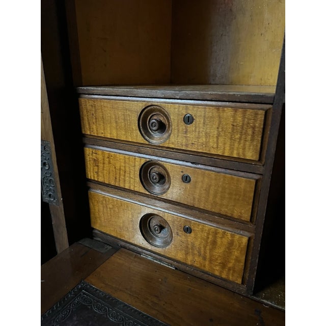 19th Century Antique Wooton Patent Secretary Desk in Burl Walnut For Sale - Image 16 of 18