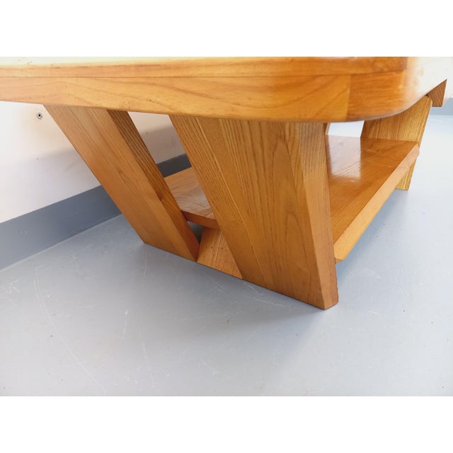 Vintage Brutalist Rectangular Coffee Table in Elm with Drawer, 1970s For Sale - Image 15 of 18