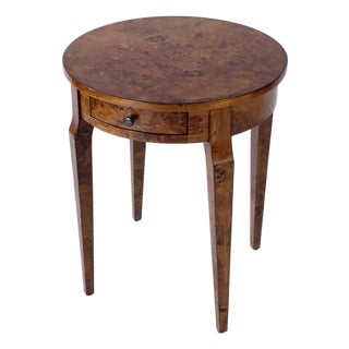 Archer 20 in. W Round Burl Wood 1 Drawer Side Table, Traditional Burl For Sale