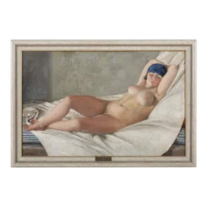 1920s "Woman Sleeping" Nude Portrait Oil Painting by Serge Henry Moreau, Framed