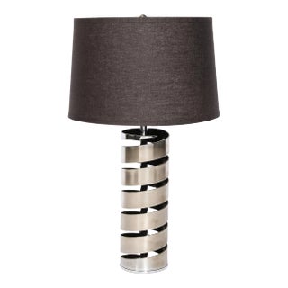 Late 20th Century Modernist Torqued Spiral Form Table Lamp in Satin Nickel For Sale