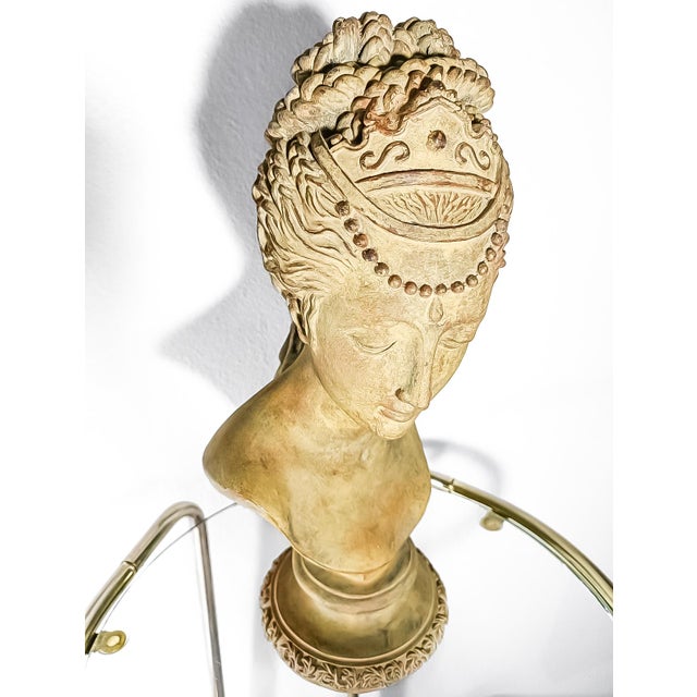 Neoclassical Greek Goddess Bust Sculpture For Sale - Image 4 of 9