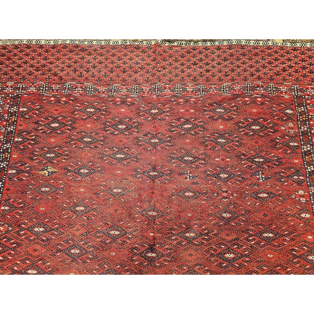 Textile Vintage Turkmen Yomut Soumak Tribal Rug, Handwoven Wool, Allover Geometric Pattern, 6x12 For Sale - Image 7 of 10