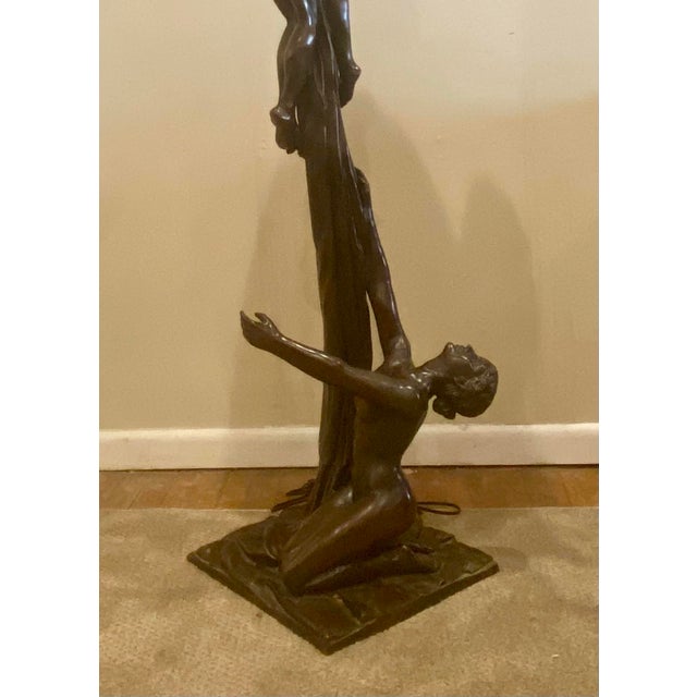 1900 - 1909 1900s Art Nouveau Bronze Floor Lamp, After Gustave Gurschner For Sale - Image 5 of 12