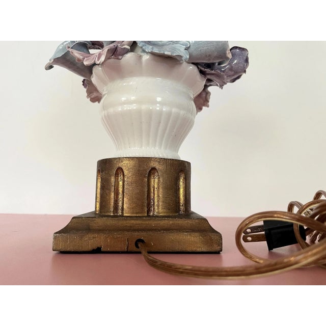 Mid 20th Century Italian Capodimonte Bouquet Lamp & Shade For Sale - Image 17 of 18