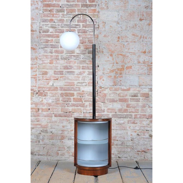Czech Art Deco Walnut Floor Lamp attributed to J. Halabala for Up Závody, 1920s For Sale - Image 9 of 15