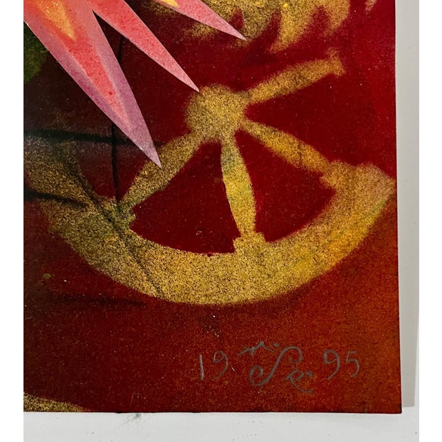 Mason Rader, Abstract Surrealist Spray Paint Painting Mixed Media Fleur D’Nuit Mason Rader, 1995 For Sale - Image 4 of 6