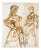 Figurative Composition, 20th Century, Watercolor on Canvas For Sale