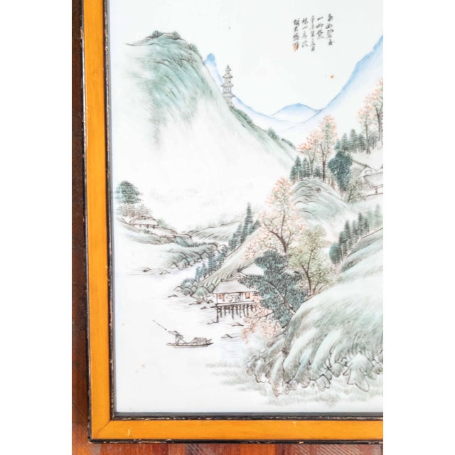 Mid-Century Chinese Republic Period Chinoiserie Porcelain Plaque, Signed For Sale In New York - Image 6 of 11