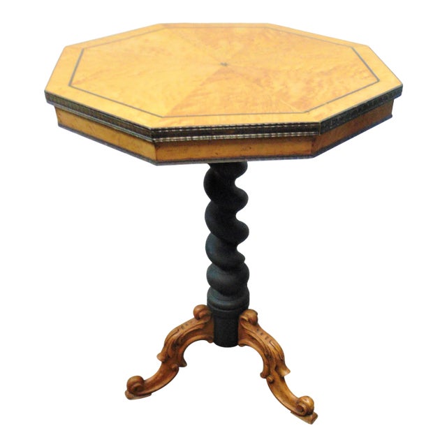 19th C Beidermier Birdseye Maple Ebonized Table For Sale
