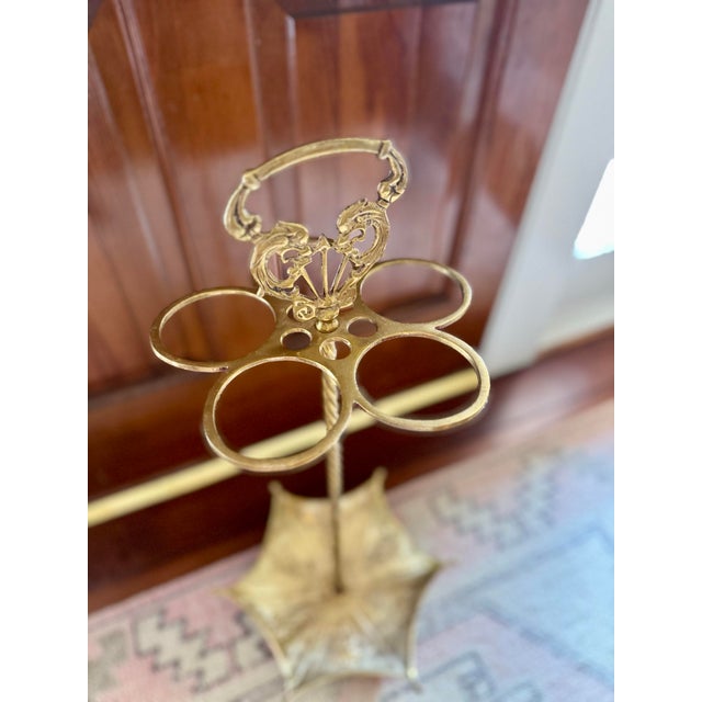 Vintage Brass Umbrella or Cane Stand For Sale - Image 9 of 12