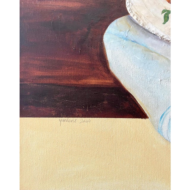 Folk Art Hedva Yardeni, Israeli Folk Art Oil Painting Pomegranates Naive Style Still Life Hedva Yardeni For Sale - Image 3 of 8