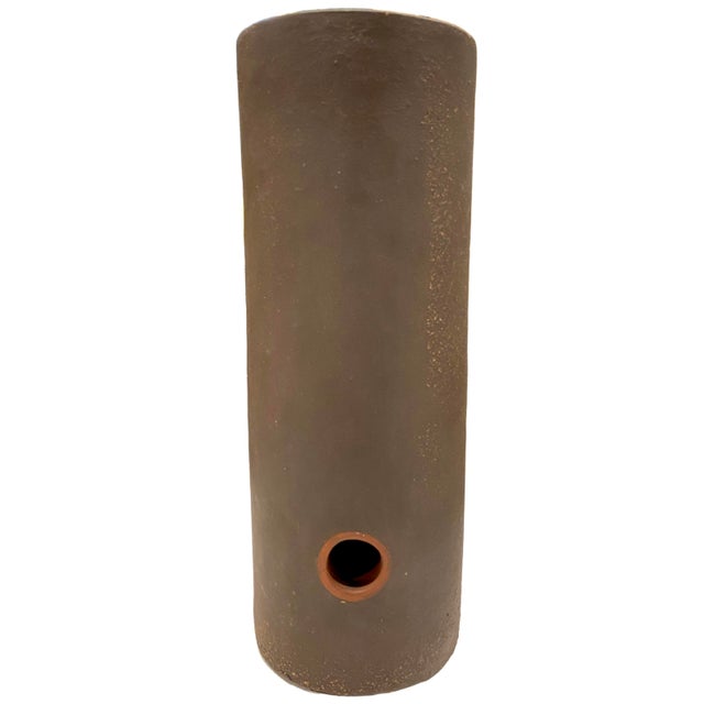 This is a unique and attractive vintage Chinese brush pot/vase, crafted from the renowned Yixing zisha clay. Featuring an...