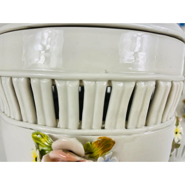 Vintage Mid Century Delicate Italian Porcelain Urns. For Sale - Image 9 of 11