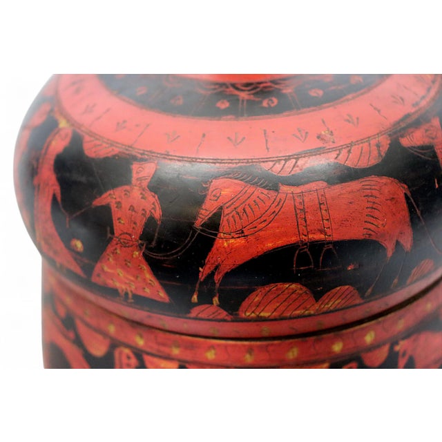 Wood Vintage Handpainted Wooden Lacquerware Spice Box,, 1950s For Sale - Image 7 of 13