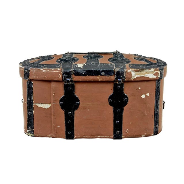 Mid 19th Century Swedish Brown Painted Shaped Strong Box, 1860 For Sale - Image 5 of 8