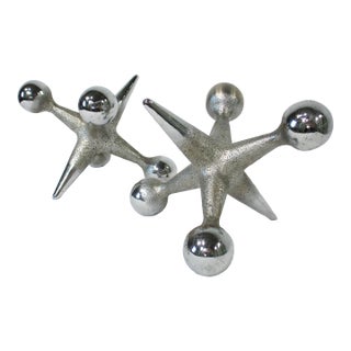 Bill Curry Chromed Jack Bookends Paper Weight Sculptures For Sale