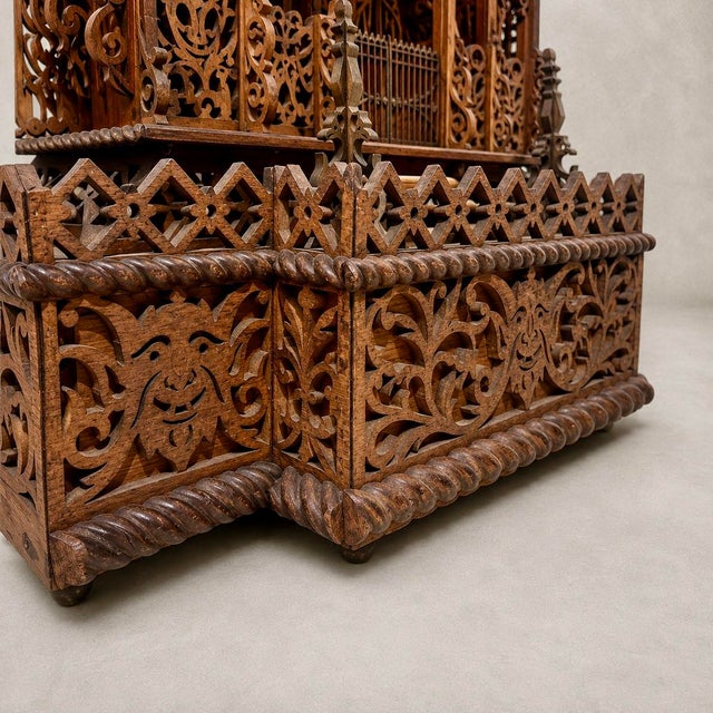 Brown Large Architectural Fretwork Clock Case, 1890s For Sale - Image 8 of 12