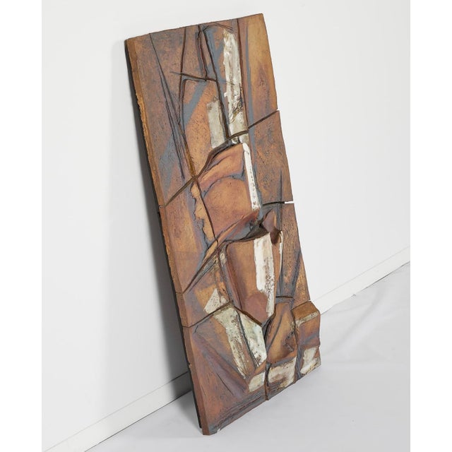 A very large hanging stoneware sculpture in the abstract expressionist style circa 1967 by renown sculptor Gail Kristensen...