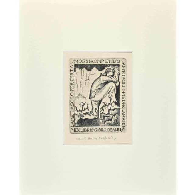 Ex Libris Giorgio Balbi, Etching, Mid-20th Century For Sale