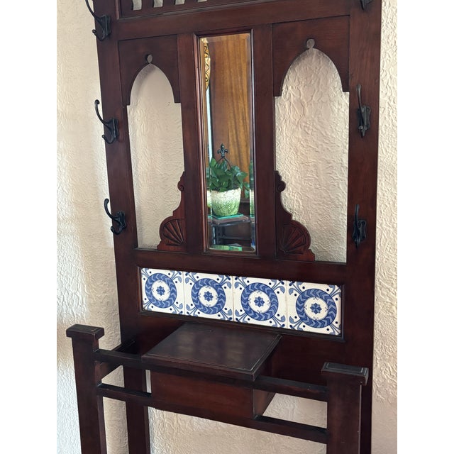 19th Century Antique English Oak Hall Tree Stand For Sale - Image 4 of 12