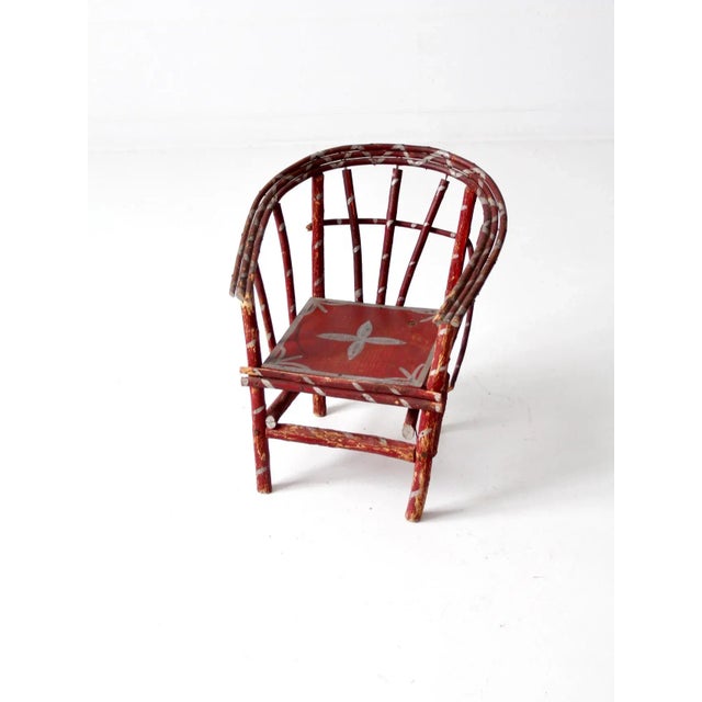 Red Antique Folk Art Children's Chair For Sale - Image 8 of 9