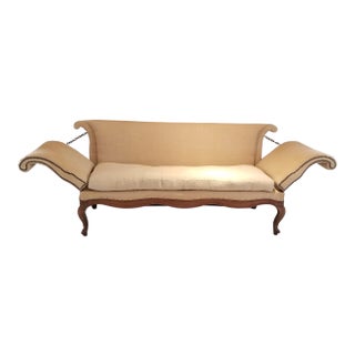 Italian Sofa in Burlap For Sale